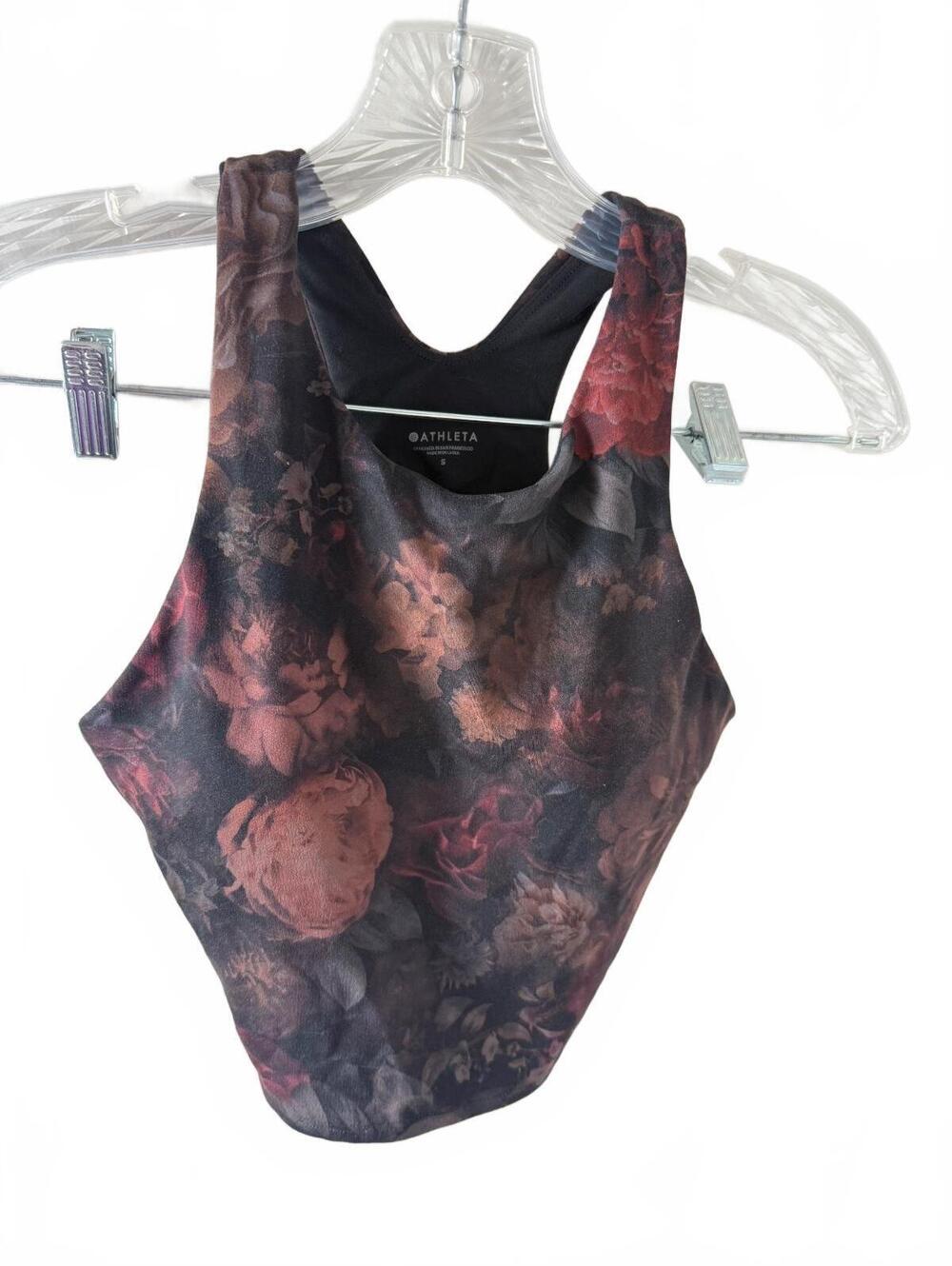 Athleta Floral Pattern Racerback Sports Bra Size Small - Picture 1 of 3